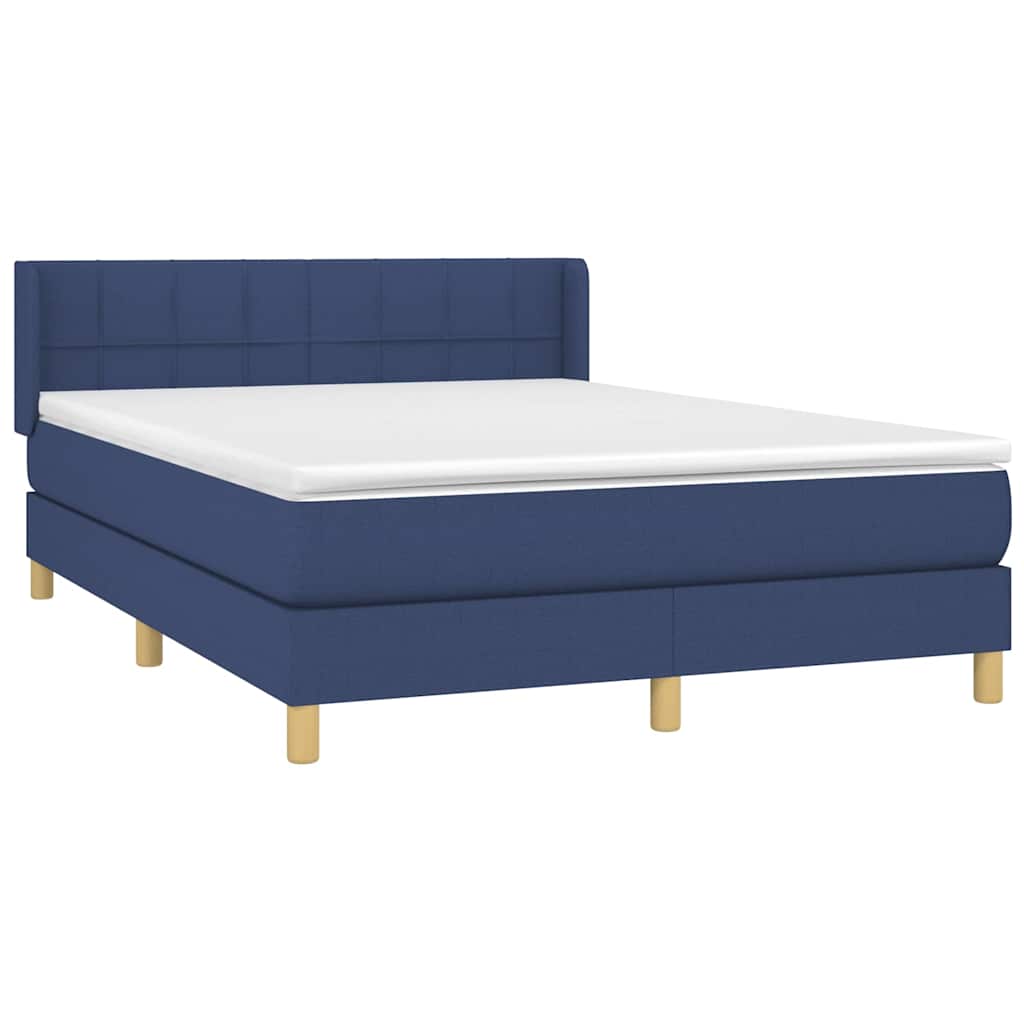 vidaXL Κρεβάτι Boxspring με Στρώμα Μπλε 140x190 εκ. Υφασμάτινο