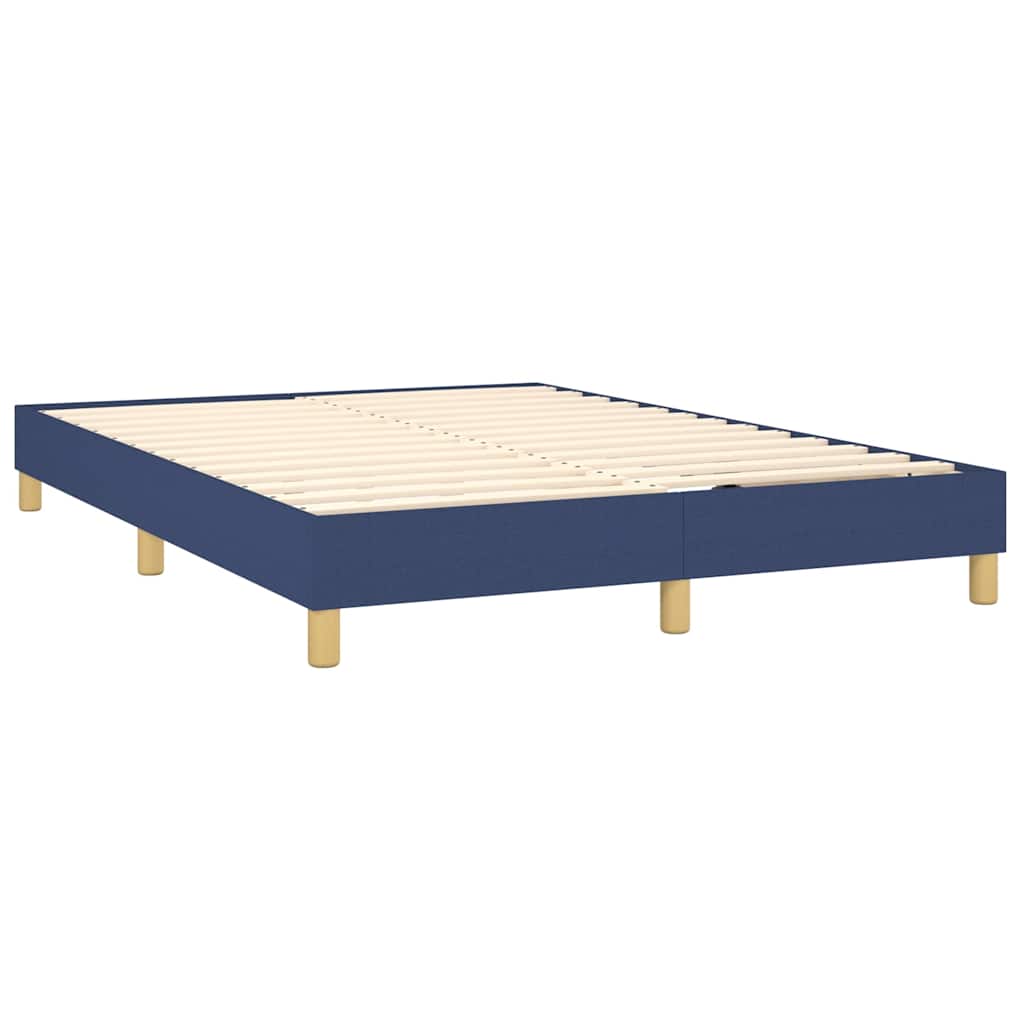 vidaXL Κρεβάτι Boxspring με Στρώμα Μπλε 140x190 εκ. Υφασμάτινο