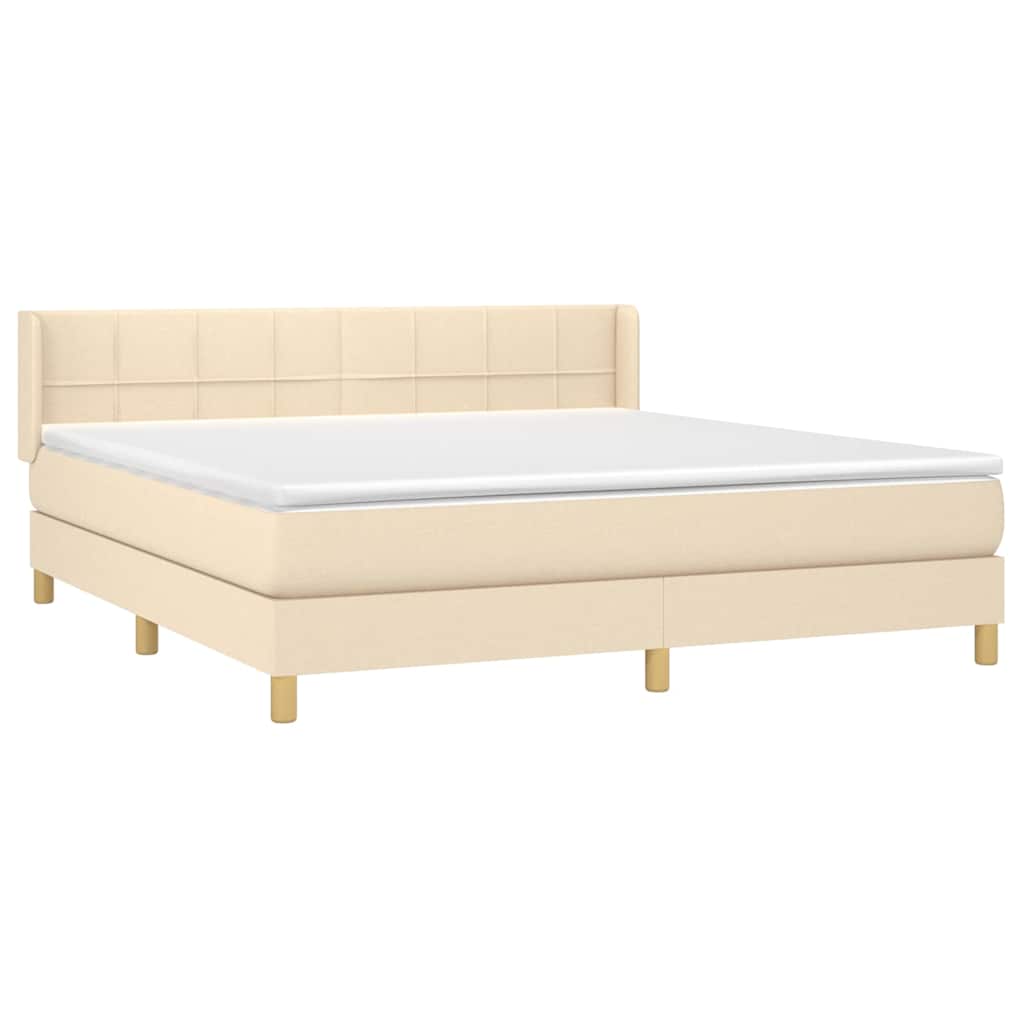 vidaXL Κρεβάτι Boxspring με Στρώμα Κρεμ 160x200 εκ. Υφασμάτινο