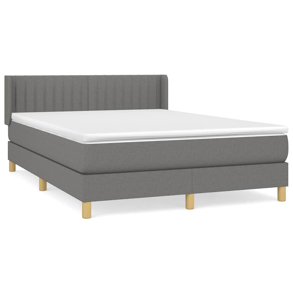 vidaXL Κρεβάτι Boxspring με Στρώμα Σκούρο Γκρι 140x190 εκ. Υφασμάτινο