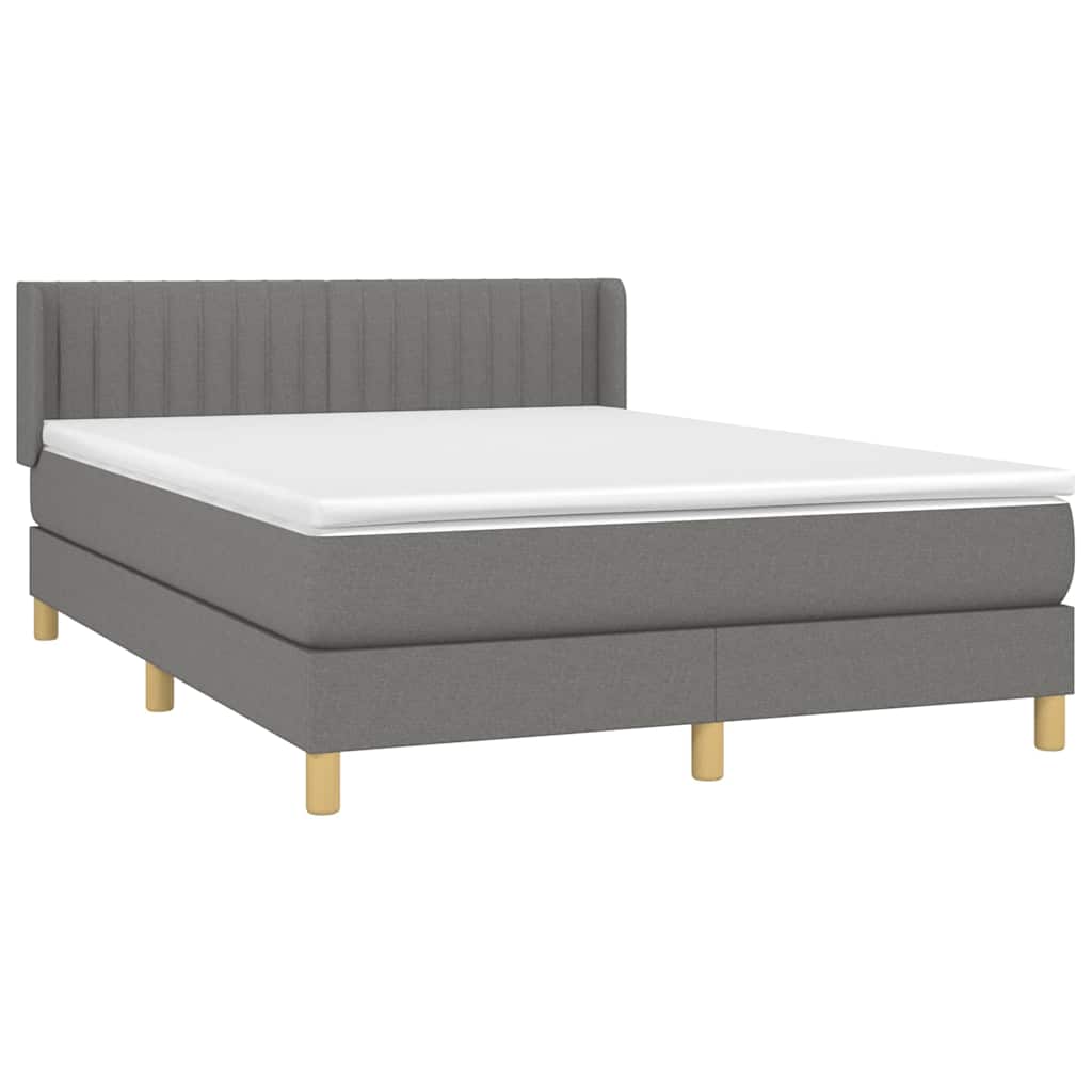 vidaXL Κρεβάτι Boxspring με Στρώμα Σκούρο Γκρι 140x190 εκ. Υφασμάτινο