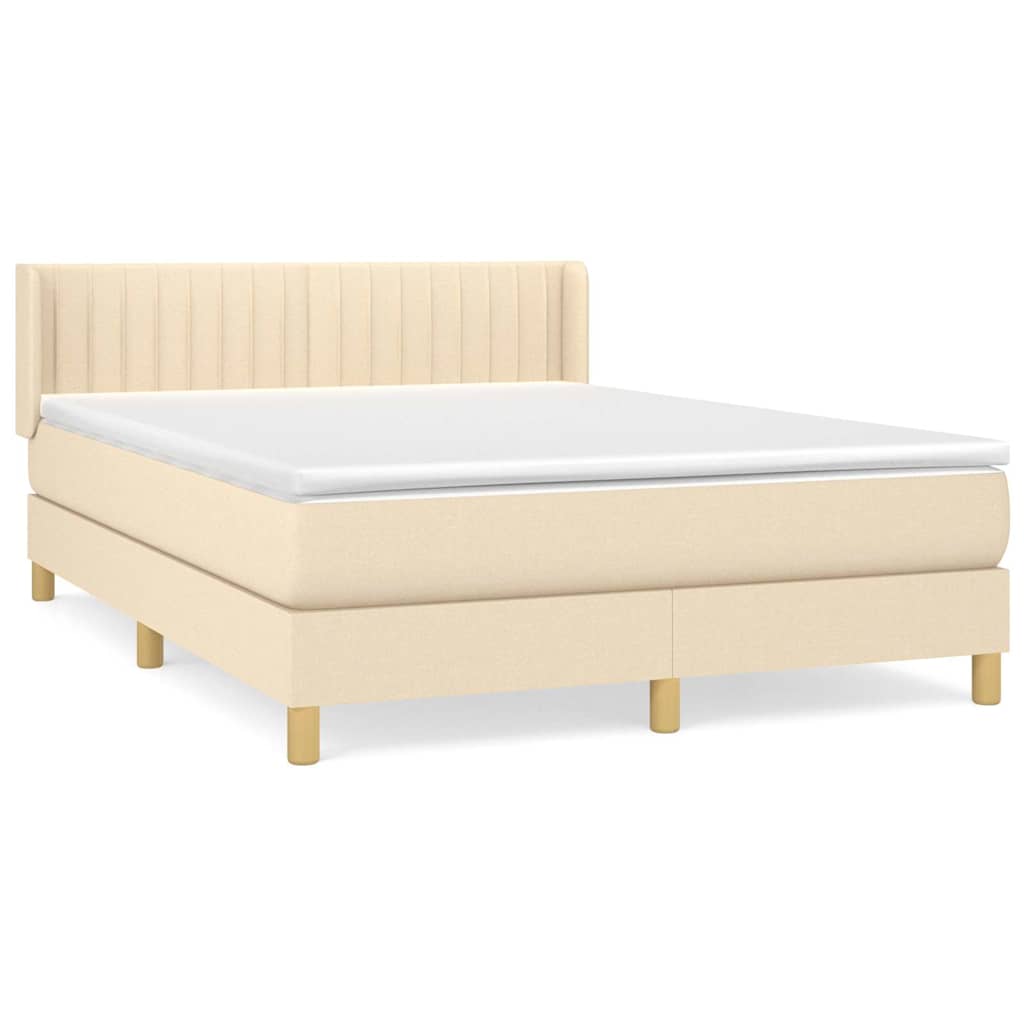 vidaXL Κρεβάτι Boxspring με Στρώμα Κρεμ 140x200 εκ. Υφασμάτινο