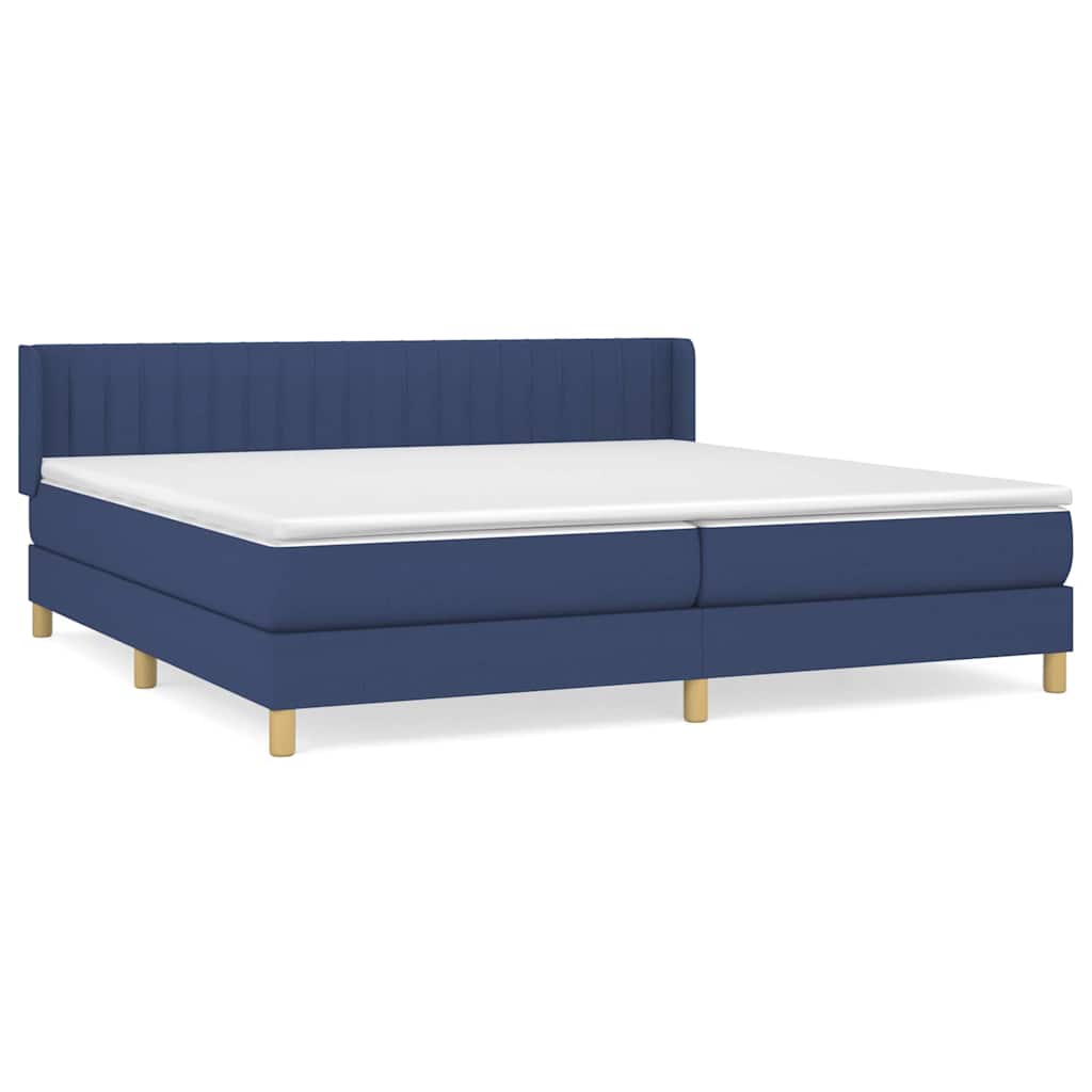 vidaXL Κρεβάτι Boxspring με Στρώμα Μπλε 200x200 εκ. Υφασμάτινο