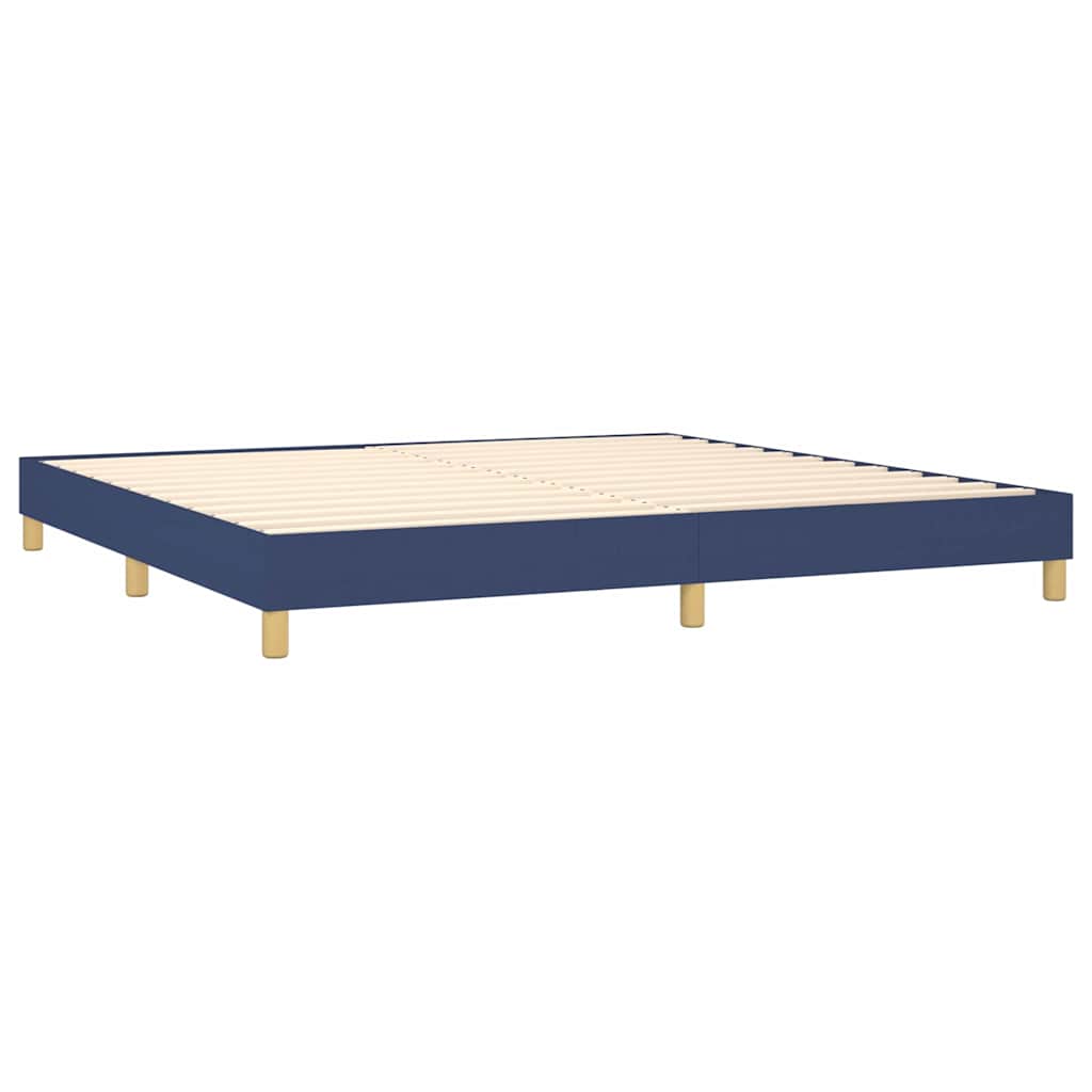 vidaXL Κρεβάτι Boxspring με Στρώμα Μπλε 200x200 εκ. Υφασμάτινο