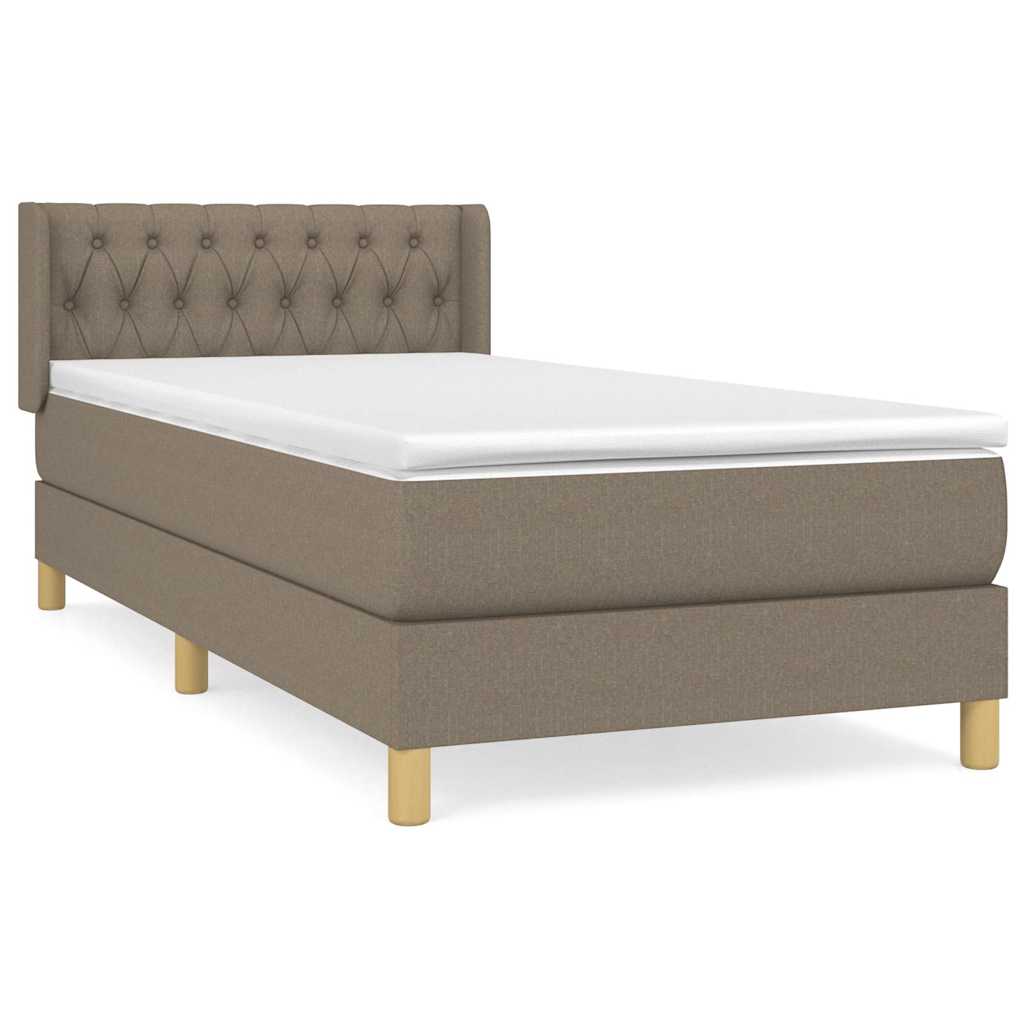 vidaXL Κρεβάτι Boxspring με Στρώμα Taupe 100 x 200 εκ. Υφασμάτινο