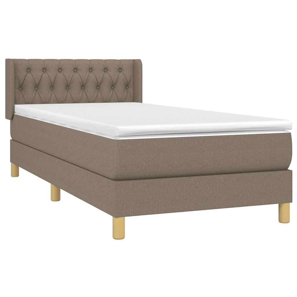 vidaXL Κρεβάτι Boxspring με Στρώμα Taupe 100 x 200 εκ. Υφασμάτινο