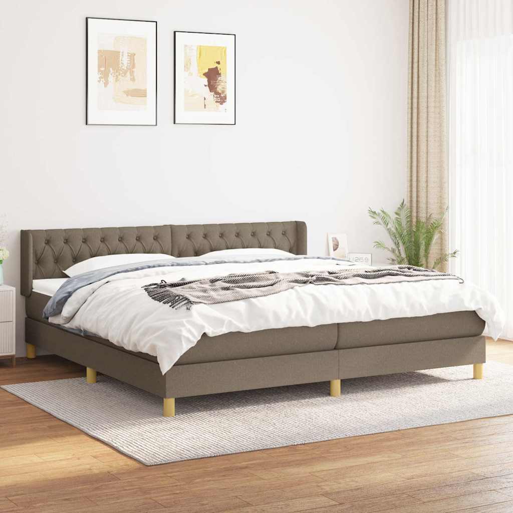 vidaXL Κρεβάτι Boxspring με Στρώμα Taupe 200x200 εκ. Υφασμάτινο