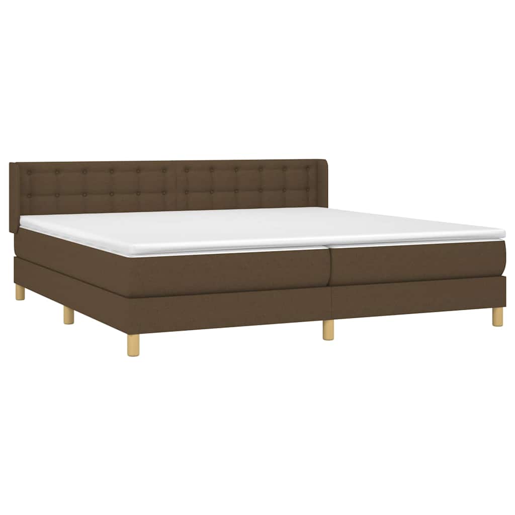 vidaXL Κρεβάτι Boxspring με Στρώμα Σκούρο Καφέ 180x200 εκ Υφασμάτινο
