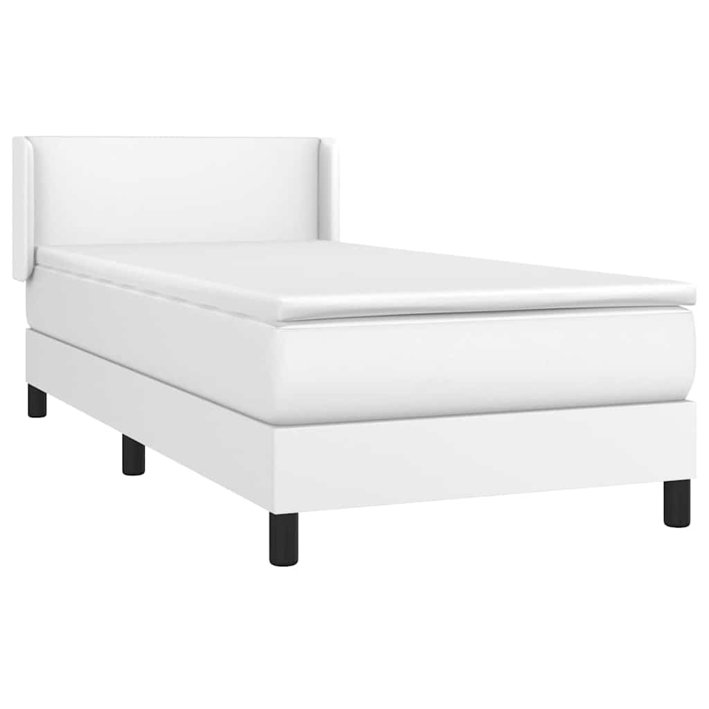 vidaXL Κρεβάτι Boxspring με Στρώμα Λευκό 80 x 200 εκ. Συνθετικό Δέρμα