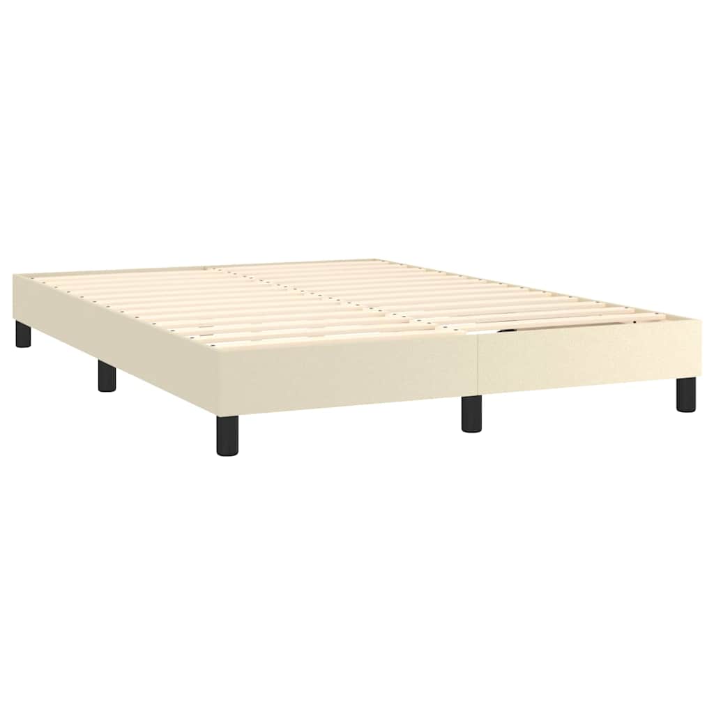 vidaXL Κρεβάτι Boxspring με Στρώμα Κρεμ 140x200εκ. από Συνθετικό Δέρμα