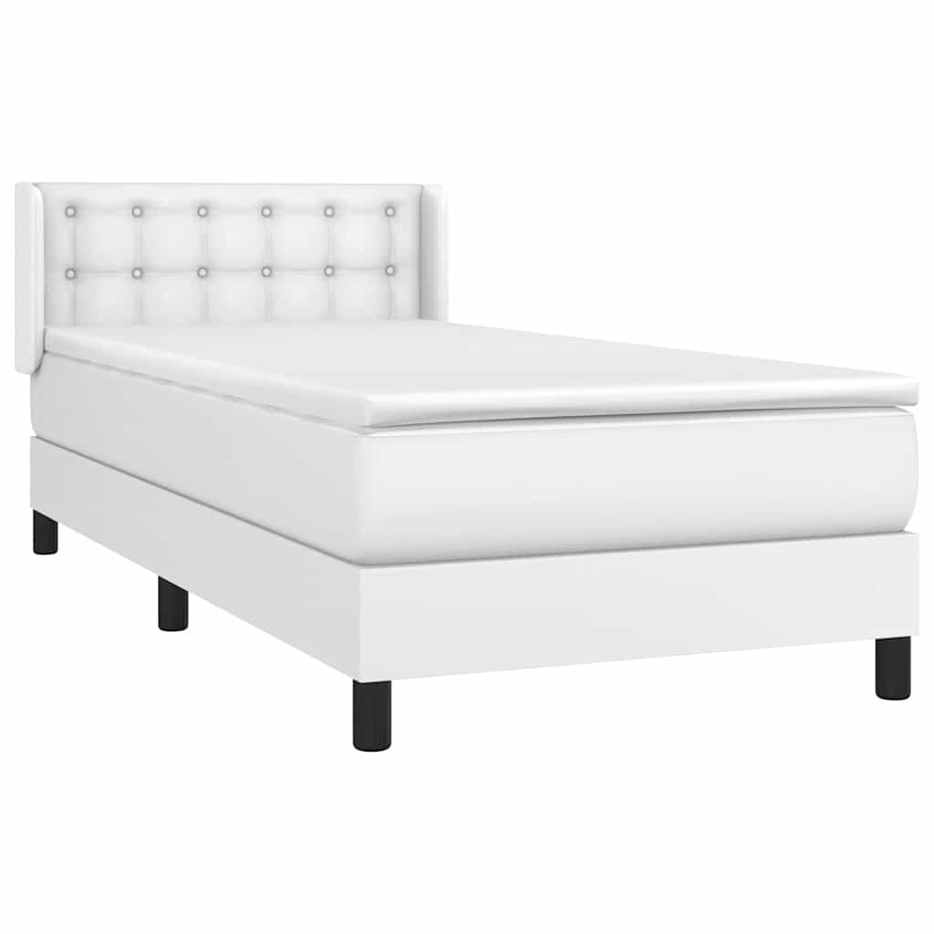 vidaXL Κρεβάτι Boxspring με Στρώμα Λευκό 80 x 200 εκ. Συνθετικό Δέρμα