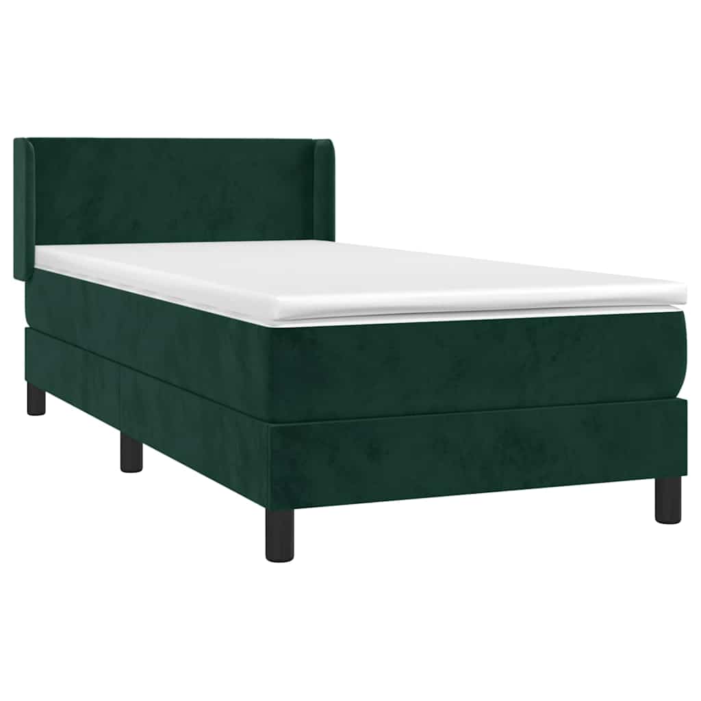 vidaXL Κρεβάτι Boxspring με Στρώμα Σκούρο Πράσινο 80x200 εκ. Βελούδινο