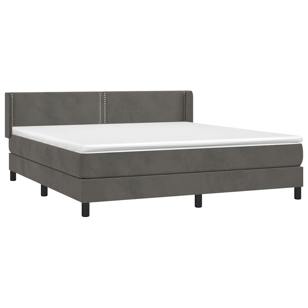 vidaXL Κρεβάτι Boxspring με Στρώμα Σκούρο Γκρι 160x200 εκ. Βελούδινο