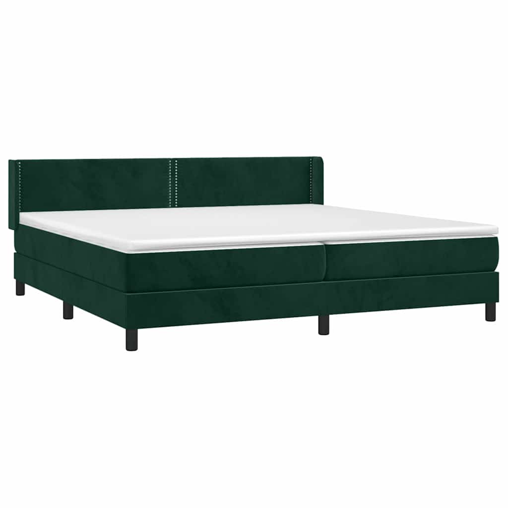 vidaXL Κρεβάτι Boxspring με Στρώμα Σκούρο Πράσινο 200x200εκ. Βελούδινο