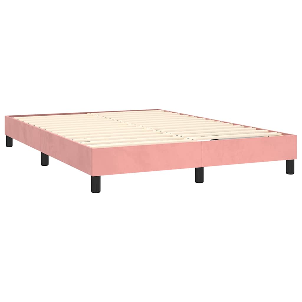 vidaXL Κρεβάτι Boxspring με Στρώμα Ροζ 140x200 εκ. Βελούδινο