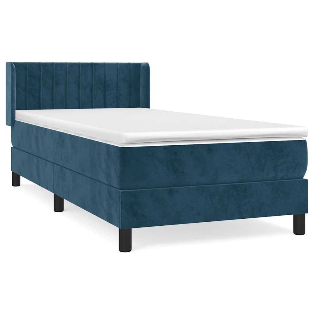 vidaXL Κρεβάτι Boxspring με Στρώμα Σκούρο Μπλε 80 x 200 εκ. Βελούδινο