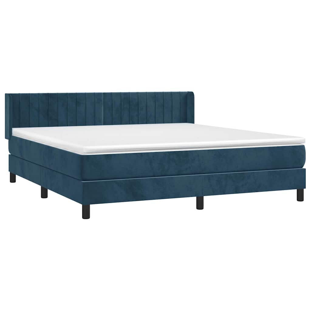 vidaXL Κρεβάτι Boxspring με Στρώμα Σκούρο Μπλε 180x200 εκ. Βελούδινο