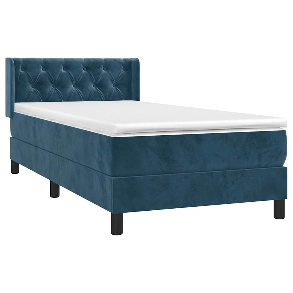vidaXL Κρεβάτι Boxspring με Στρώμα Σκούρο Μπλε 80 x 200 εκ. Βελούδινο