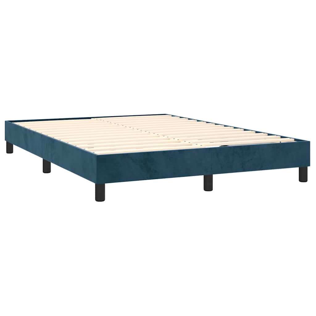 vidaXL Κρεβάτι Boxspring με Στρώμα Σκούρο Μπλε 140x200 εκ. Βελούδινο