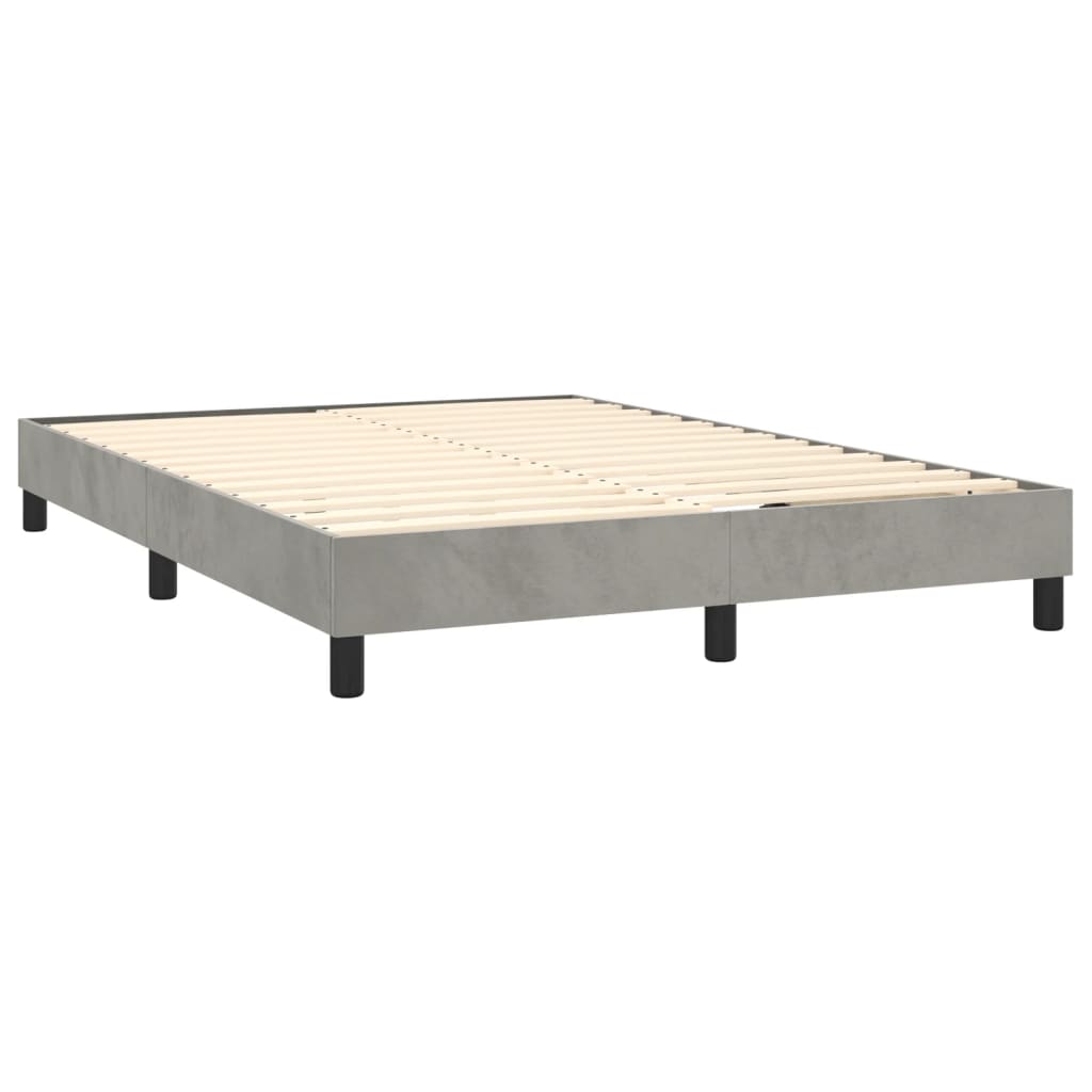 vidaXL Κρεβάτι Boxspring με Στρώμα Ανοιχτό Γκρι 140x200 εκ. Βελούδινο