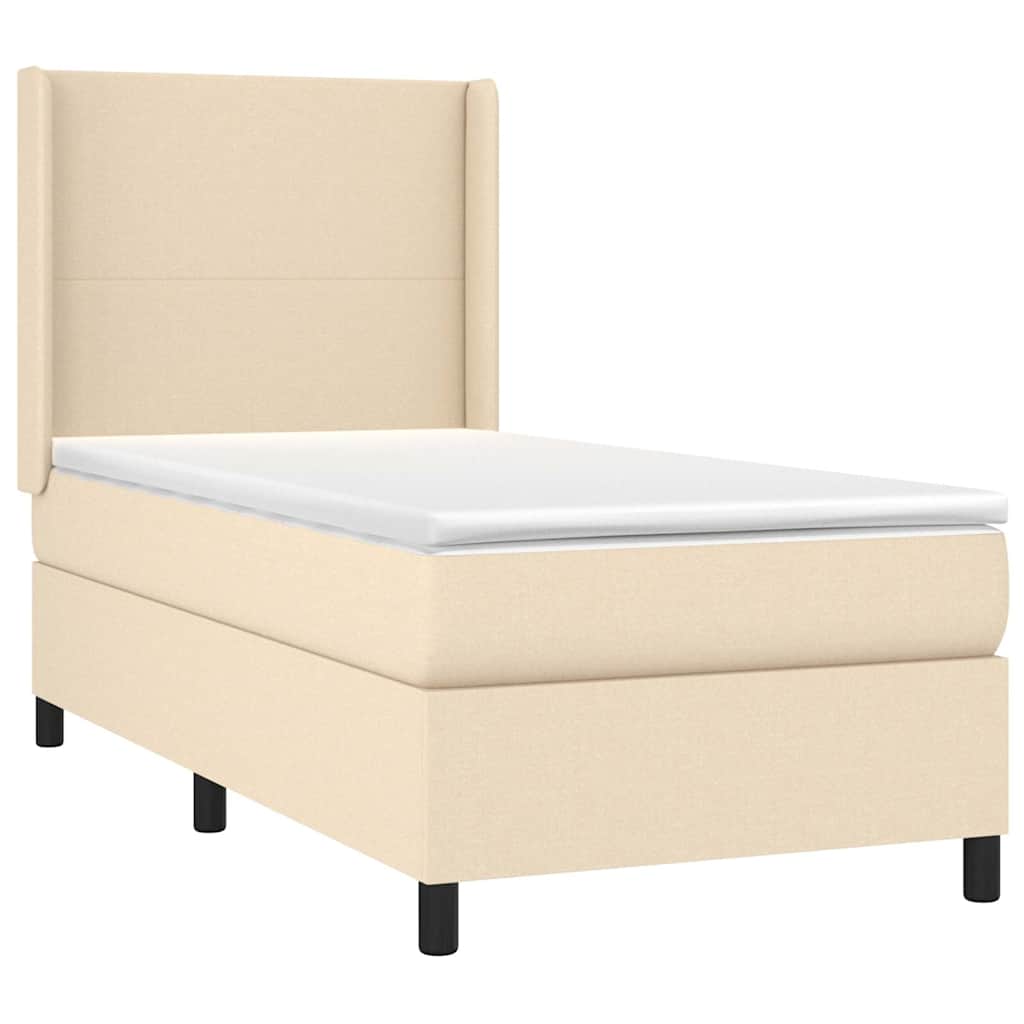 vidaXL Κρεβάτι Boxspring με Στρώμα Κρεμ 80 x 200 εκ. Υφασμάτινο