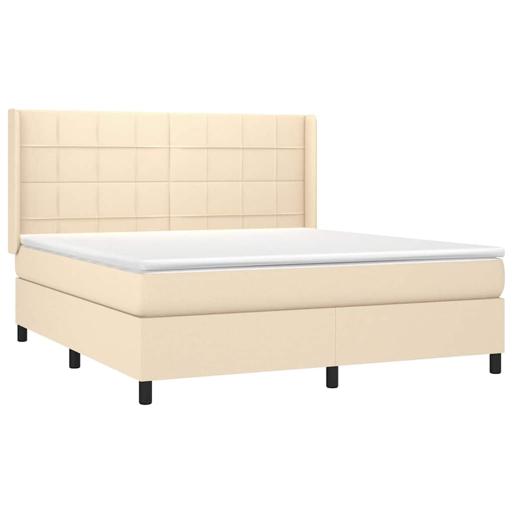 vidaXL Κρεβάτι Boxspring με Στρώμα Κρεμ 180x200 εκ. Υφασμάτινο
