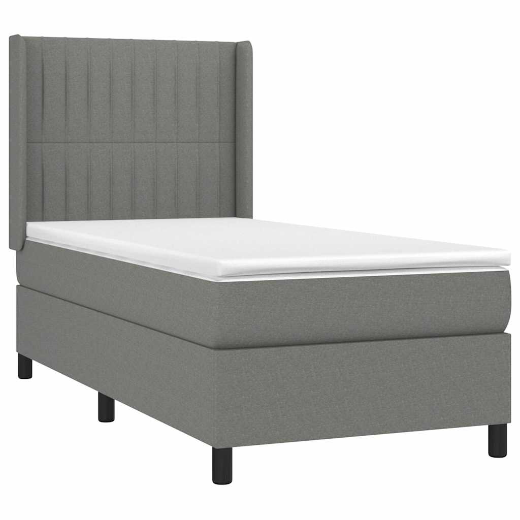 vidaXL Κρεβάτι Boxspring με Στρώμα Σκούρο Γκρι 80x200 εκ. Υφασμάτινο