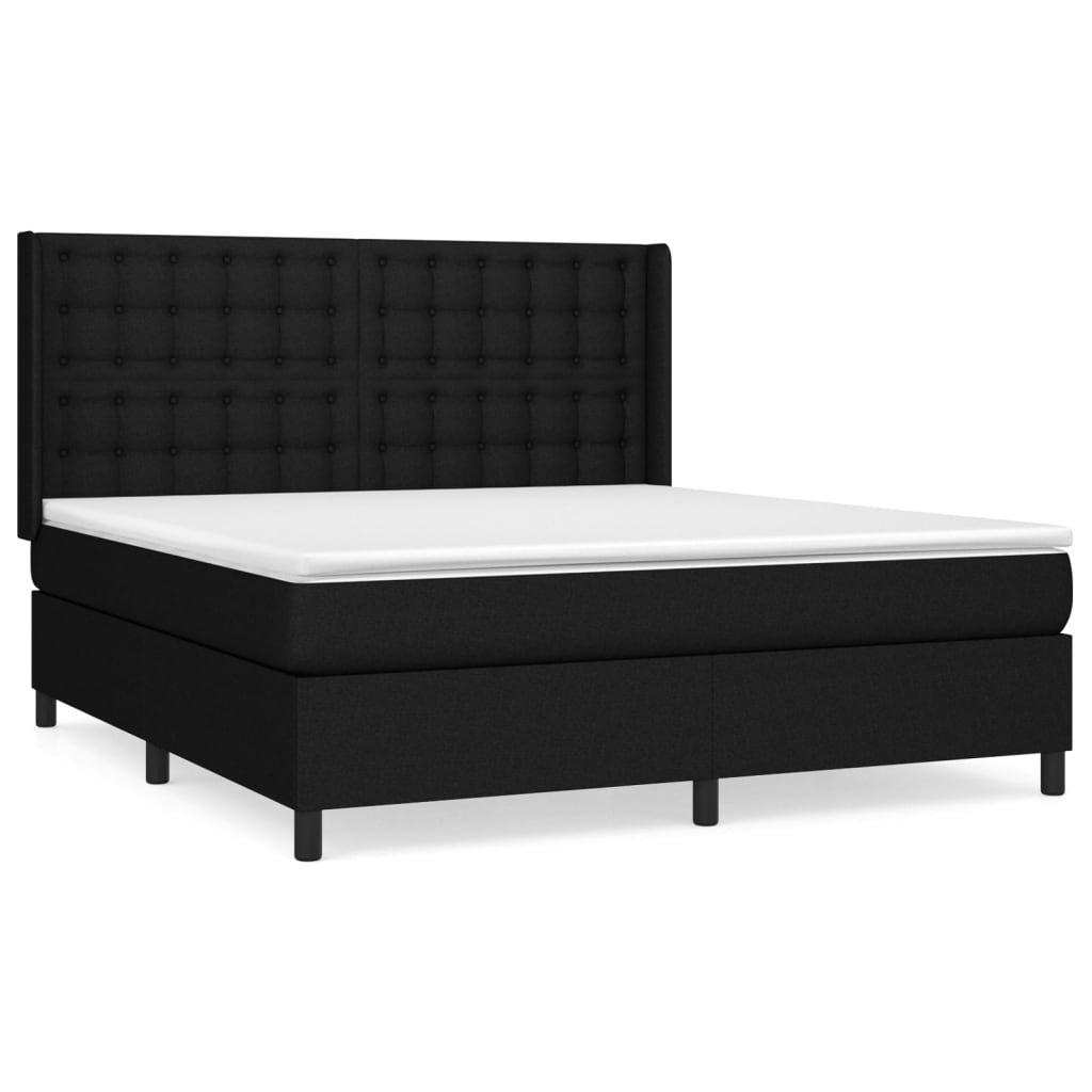 vidaXL Κρεβάτι Boxspring με Στρώμα Μαύρο 180x200 εκ. Υφασμάτινο