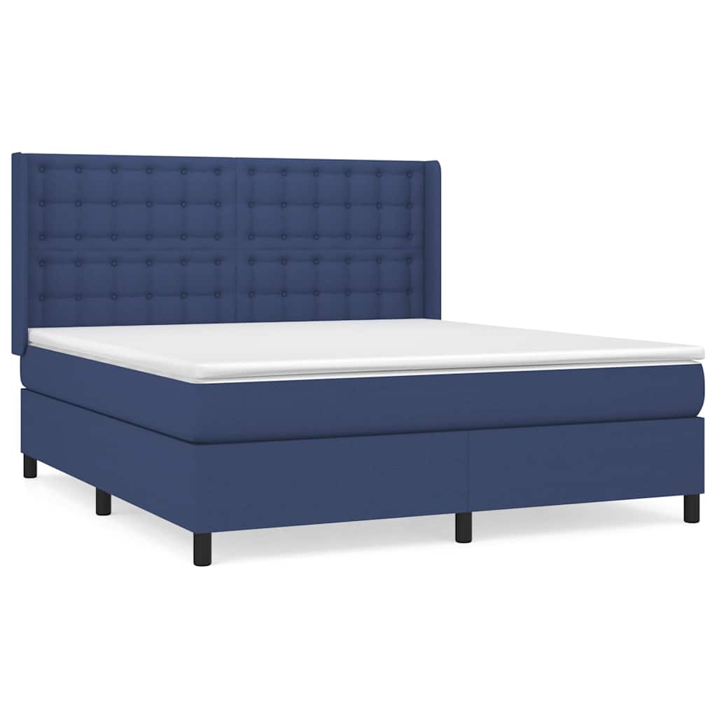 vidaXL Κρεβάτι Boxspring με Στρώμα Μπλε 180x200 εκ. Υφασμάτινο
