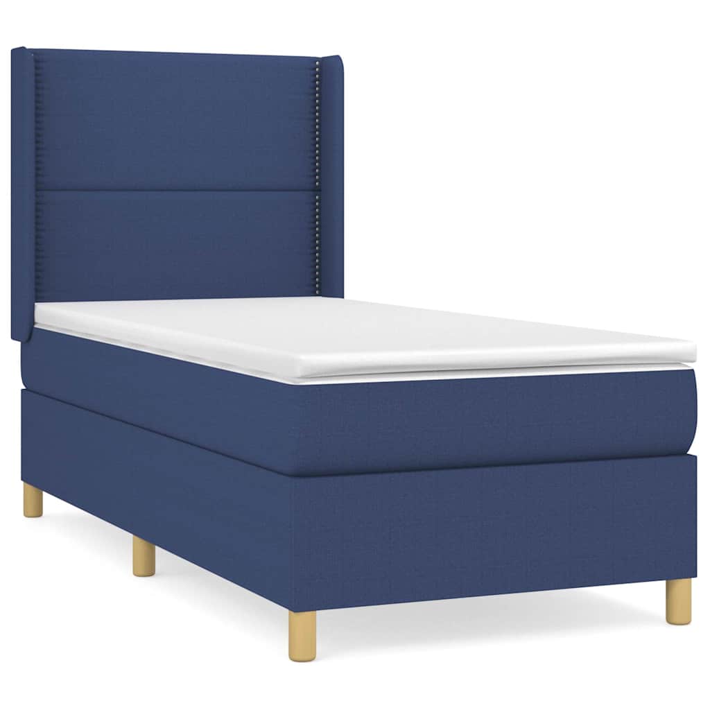 vidaXL Κρεβάτι Boxspring με Στρώμα Μπλε 100 x 200 εκ. Υφασμάτινο