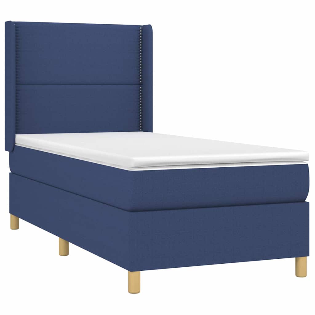 vidaXL Κρεβάτι Boxspring με Στρώμα Μπλε 100 x 200 εκ. Υφασμάτινο