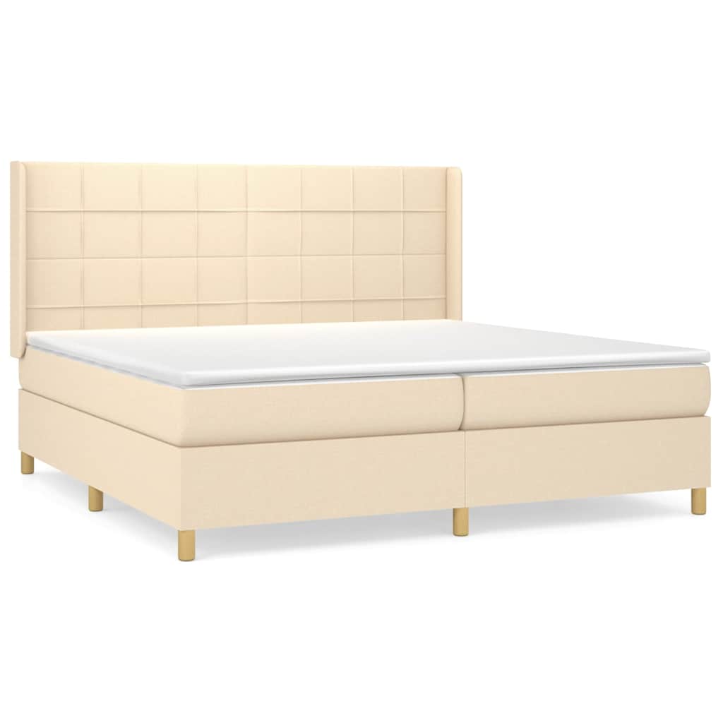 vidaXL Κρεβάτι Boxspring με Στρώμα Κρεμ 200x200 εκ. Υφασμάτινο