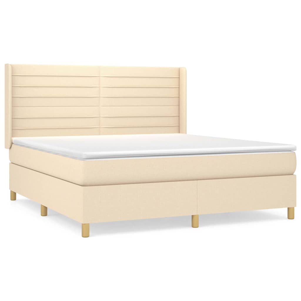 vidaXL Κρεβάτι Boxspring με Στρώμα Κρεμ 180x200 εκ. Υφασμάτινο
