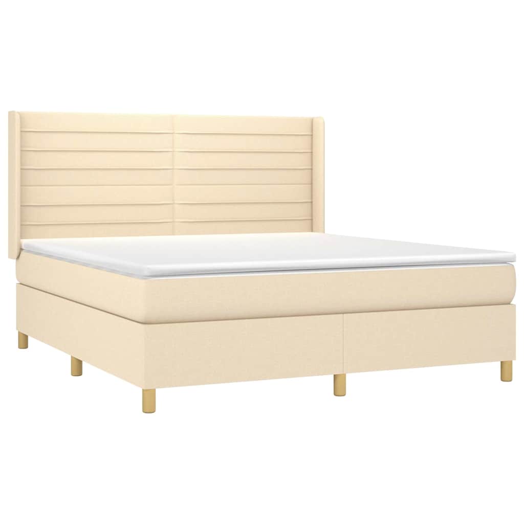 vidaXL Κρεβάτι Boxspring με Στρώμα Κρεμ 180x200 εκ. Υφασμάτινο