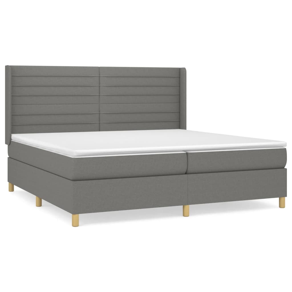 vidaXL Κρεβάτι Boxspring με Στρώμα Σκούρο Γκρι 200x200 εκ. Υφασμάτινο
