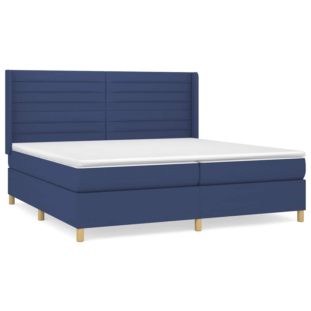 vidaXL Κρεβάτι Boxspring με Στρώμα Μπλε 200x200 εκ. Υφασμάτινο