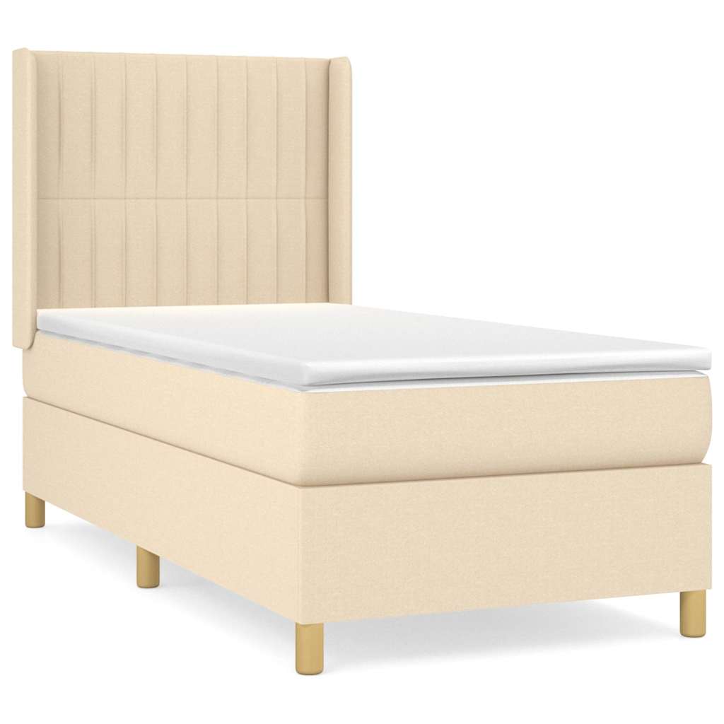 vidaXL Κρεβάτι Boxspring με Στρώμα Κρεμ 80 x 200 εκ. Υφασμάτινο