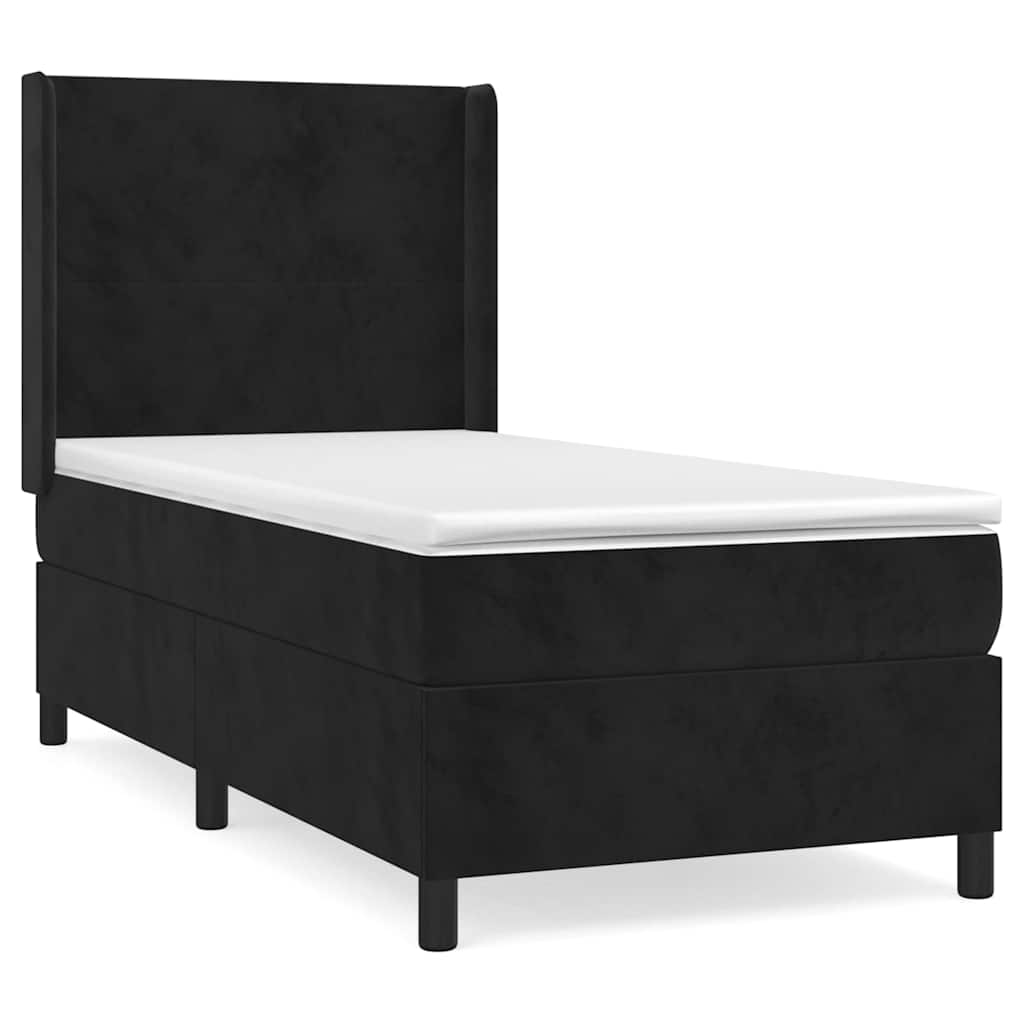 vidaXL Κρεβάτι Boxspring με Στρώμα Μαύρο 80 x 200 εκ. Βελούδινο