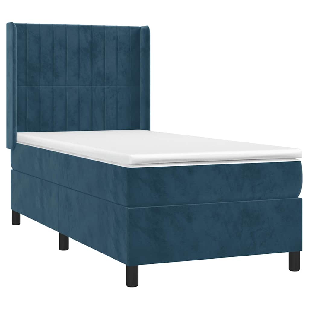 vidaXL Κρεβάτι Boxspring με Στρώμα Σκούρο Μπλε 80 x 200 εκ. Βελούδινο