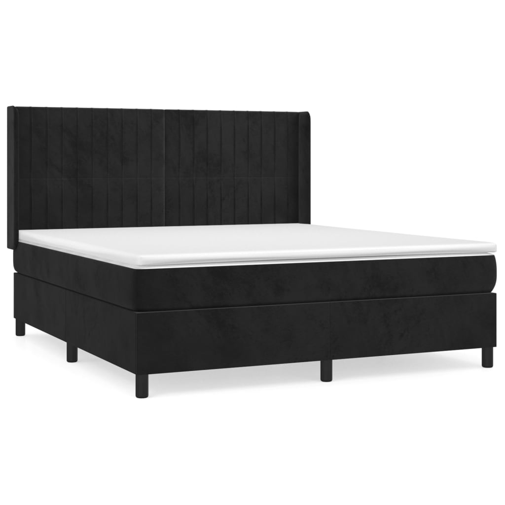 vidaXL Κρεβάτι Boxspring με Στρώμα Μαύρο 160x200 εκ. Βελούδινο
