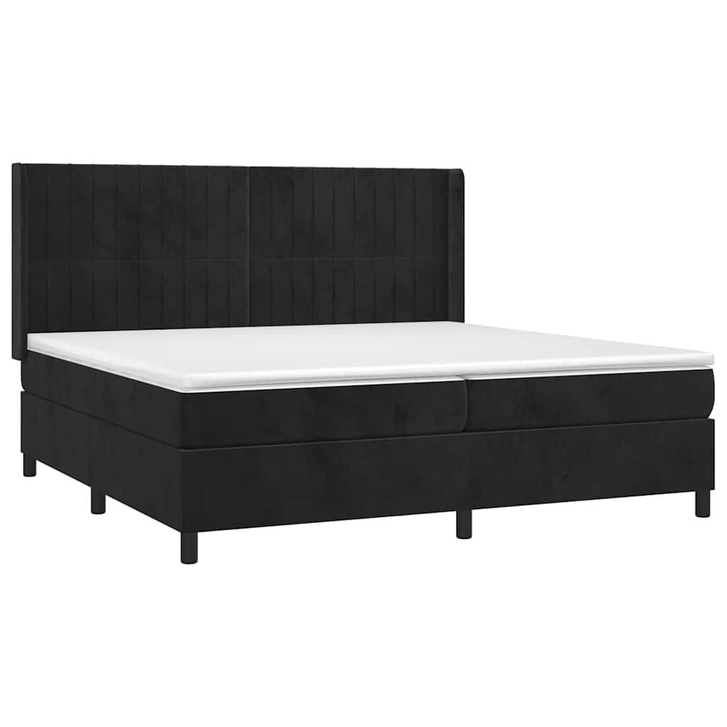 vidaXL Κρεβάτι Boxspring με Στρώμα Μαύρο 200x200 εκ. Βελούδινο