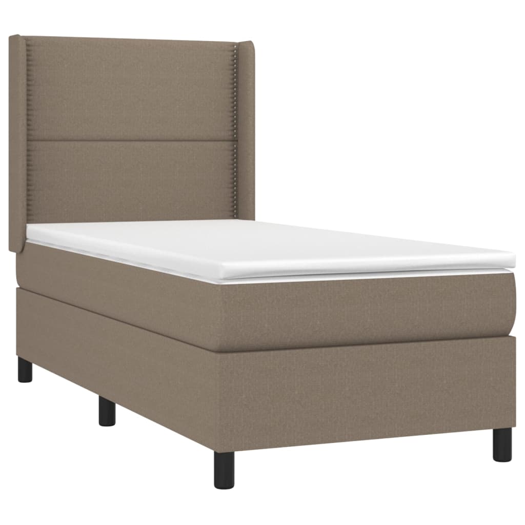 vidaXL Κρεβάτι Boxspring με Στρώμα & LED Taupe 90x200 εκ. Υφασμάτινο