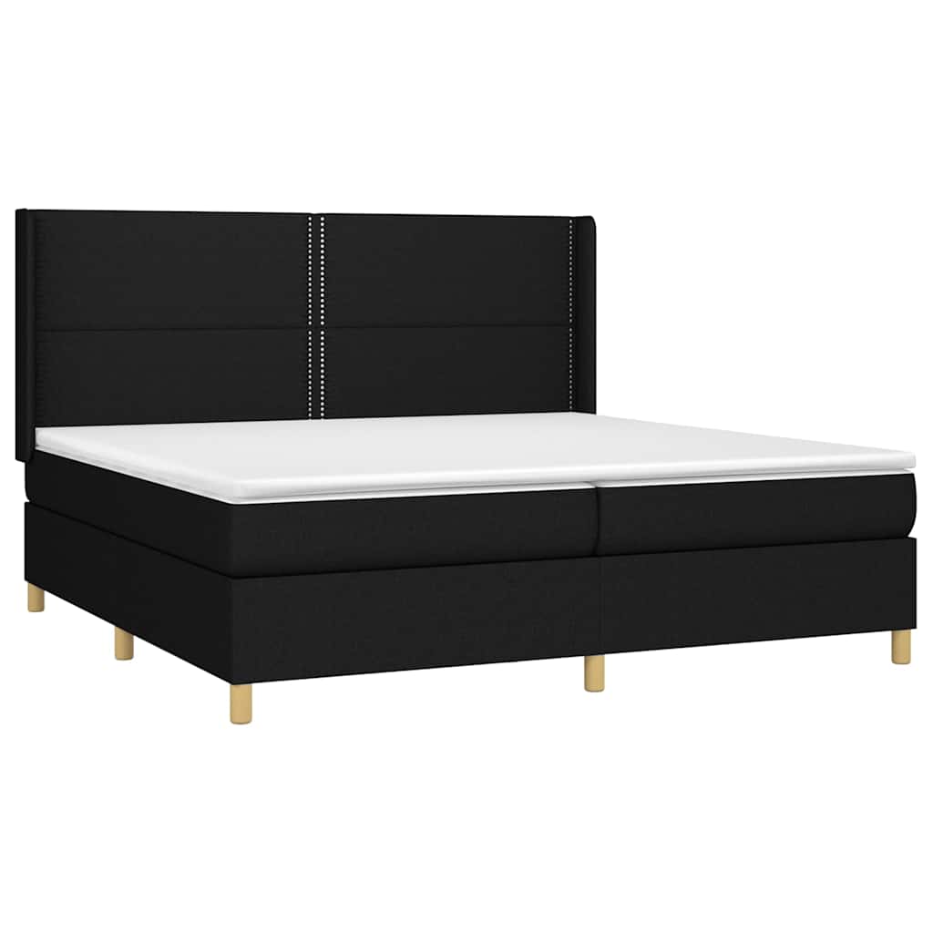 vidaXL Κρεβάτι Boxspring με Στρώμα & LED Μαύρο 200x200 εκ. Υφασμάτινο