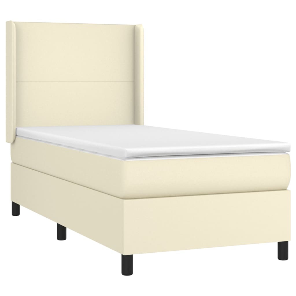 vidaXL Κρεβάτι Boxspring με Στρώμα & LED Κρεμ 80x200 εκ. Συνθ. Δέρμα