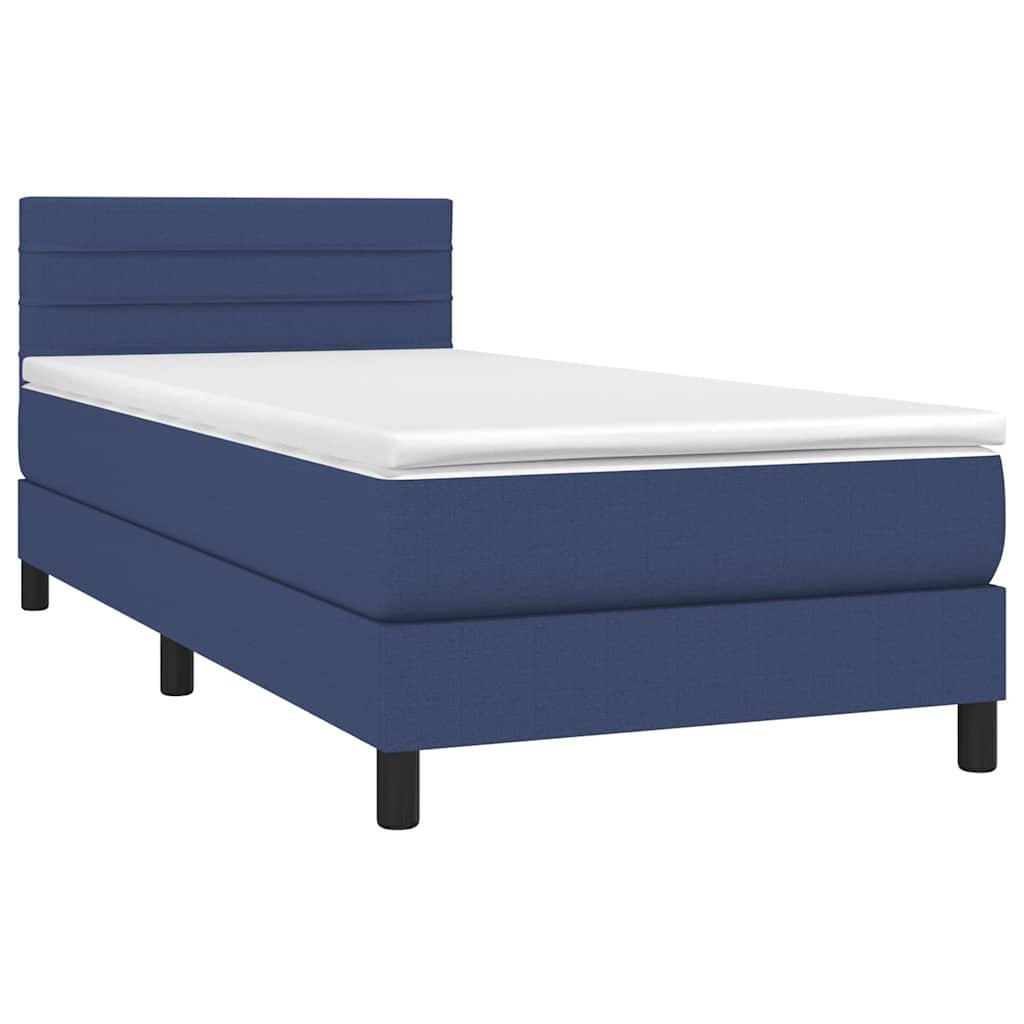 vidaXL Κρεβάτι Boxspring με Στρώμα & LED Μπλε 80x200 εκ. Υφασμάτινο