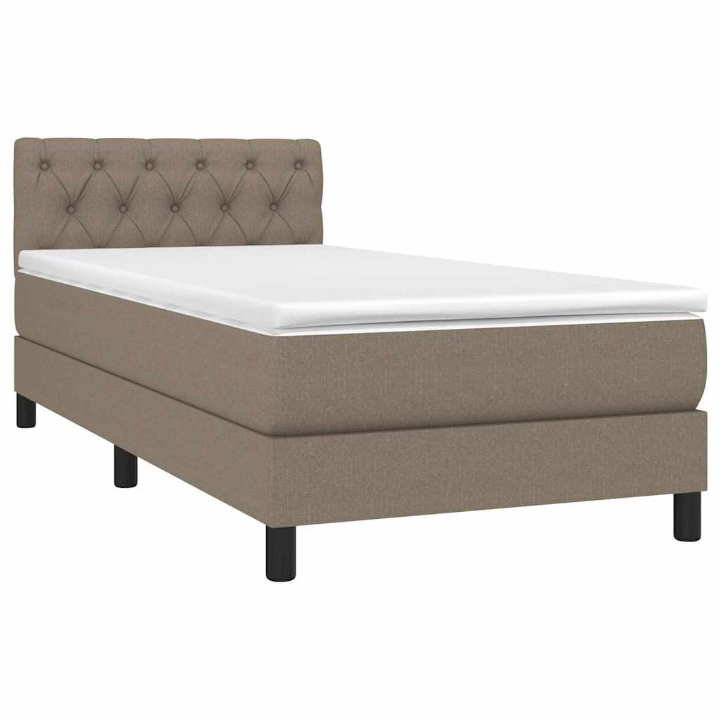 vidaXL Κρεβάτι Boxspring με Στρώμα & LED Taupe 80x200 εκ. Υφασμάτινο