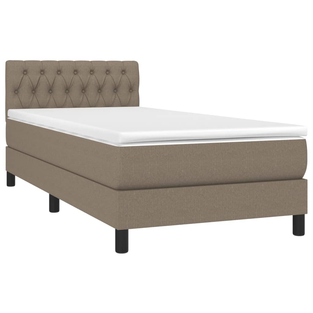 vidaXL Κρεβάτι Boxspring με Στρώμα & LED Taupe 90x190 εκ. Υφασμάτινο