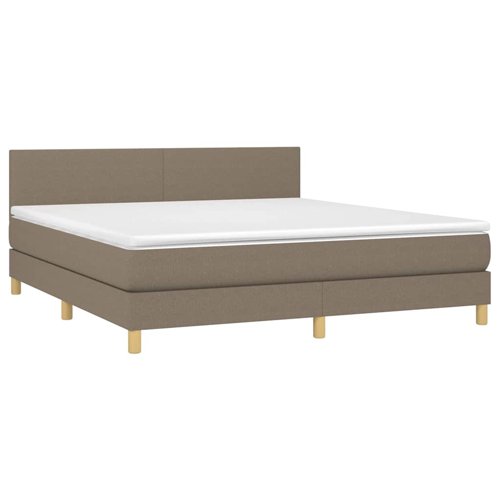 vidaXL Κρεβάτι Boxspring με Στρώμα & LED Taupe 180x200 εκ. Υφασμάτινο