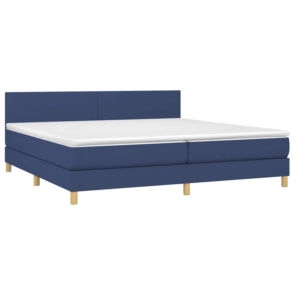 vidaXL Κρεβάτι Boxspring με Στρώμα & LED Μπλε 200x200 εκ. Υφασμάτινο