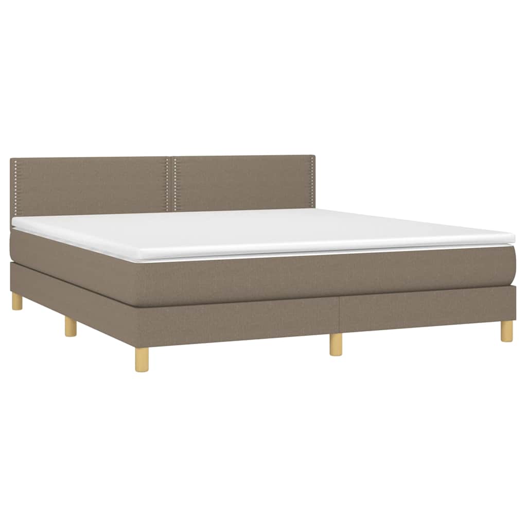 vidaXL Κρεβάτι Boxspring με Στρώμα & LED Taupe 180x200 εκ. Υφασμάτινο